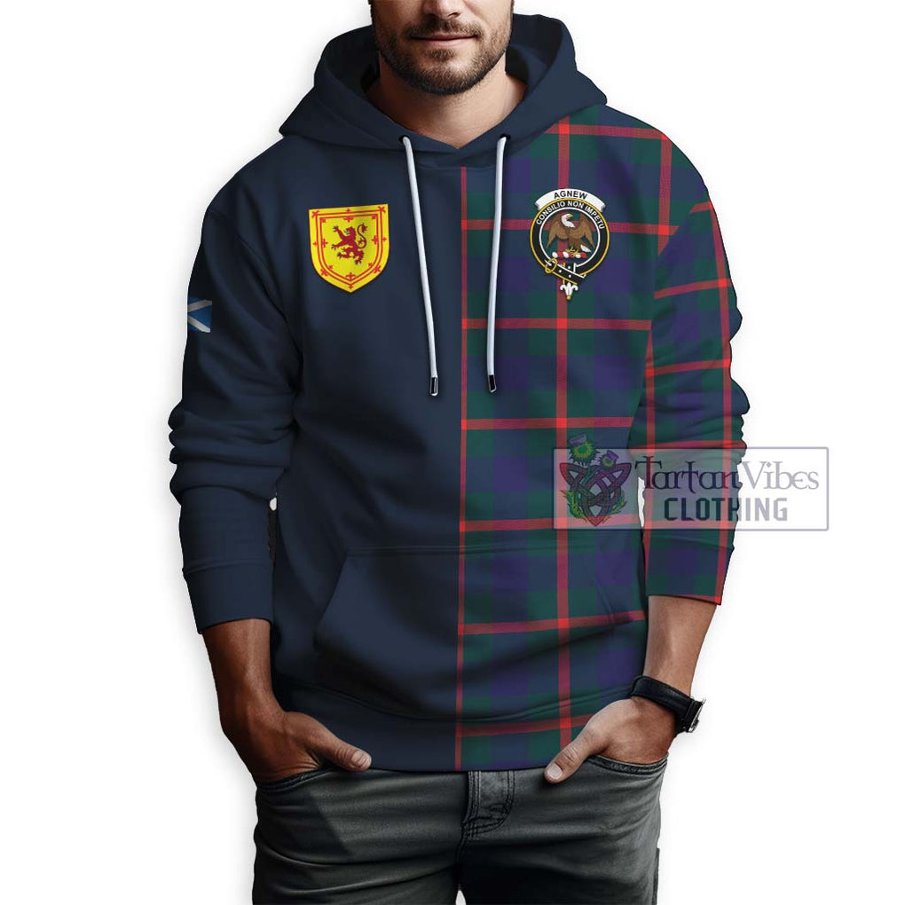 Tartan Vibes Clothing Agnew Modern Tartan Hoodie with Scottish Lion Royal Arm Half Style