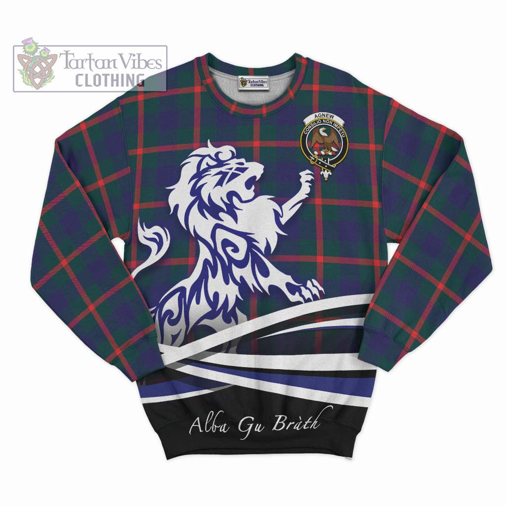 Agnew Tartan Sweatshirt with Alba Gu Brath Regal Lion Emblem - Tartanvibesclothing Shop