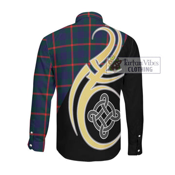 Agnew Tartan Long Sleeve Button Shirt with Family Crest and Celtic Symbol Style