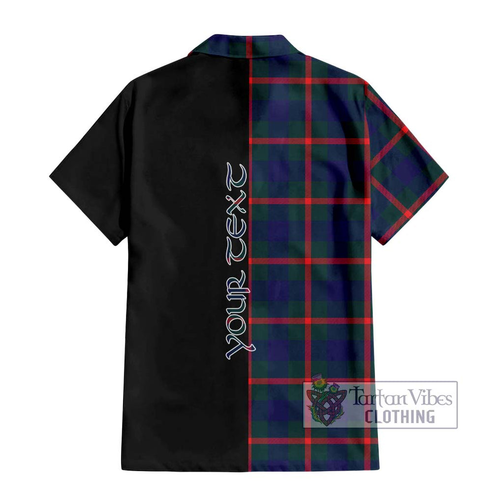 Agnew Tartan Short Sleeve Button Shirt with Family Crest and Half Of Me Style - Tartanvibesclothing Shop