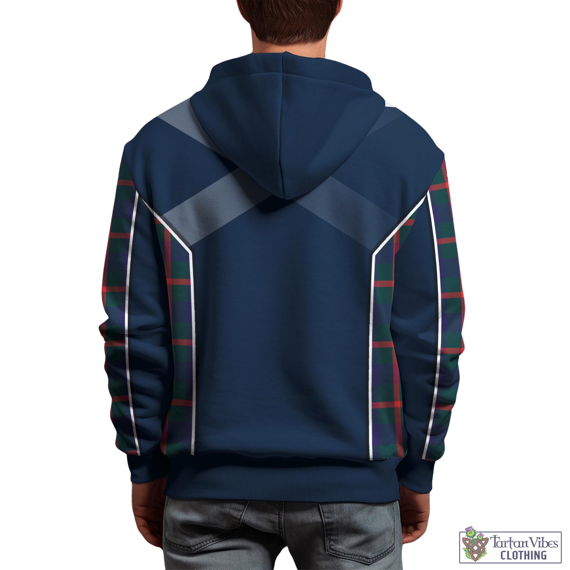 Tartan Vibes Clothing Agnew Modern Tartan Hoodie with Family Crest and Scottish Thistle Vibes Sport Style