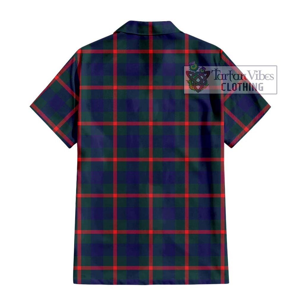 Agnew Tartan Short Sleeve Button Shirt with Family Crest DNA In Me Style - Tartanvibesclothing Shop