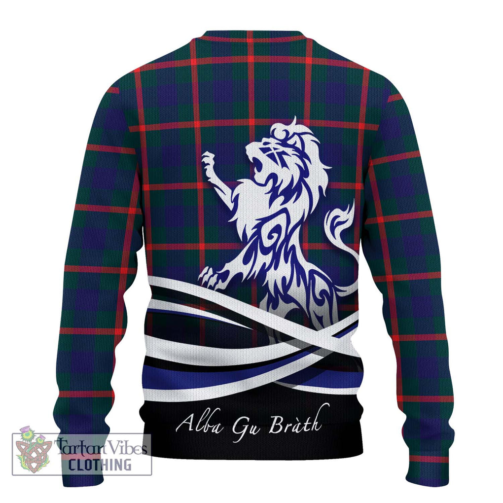 Agnew Tartan Knitted Sweater with Alba Gu Brath Regal Lion Emblem - Tartanvibesclothing Shop