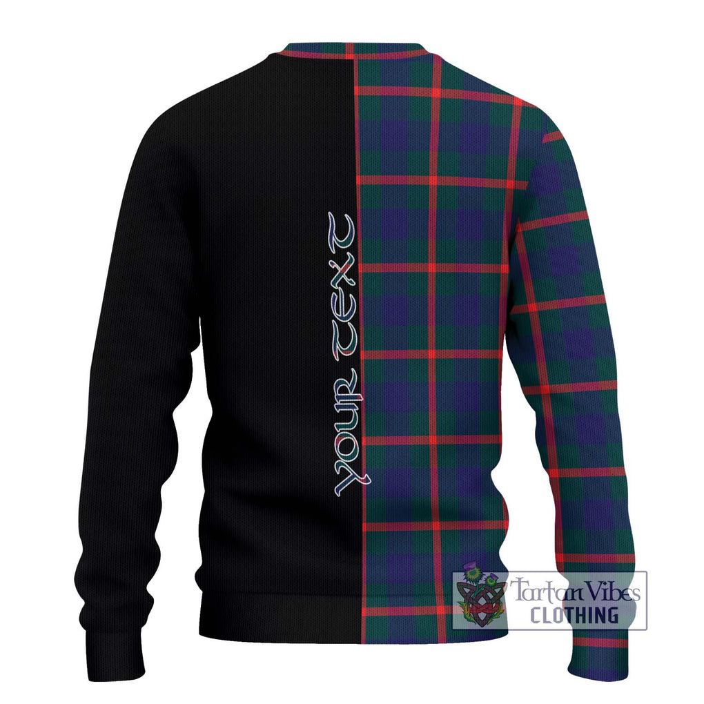 Agnew Tartan Knitted Sweater with Family Crest and Half Of Me Style - Tartanvibesclothing Shop