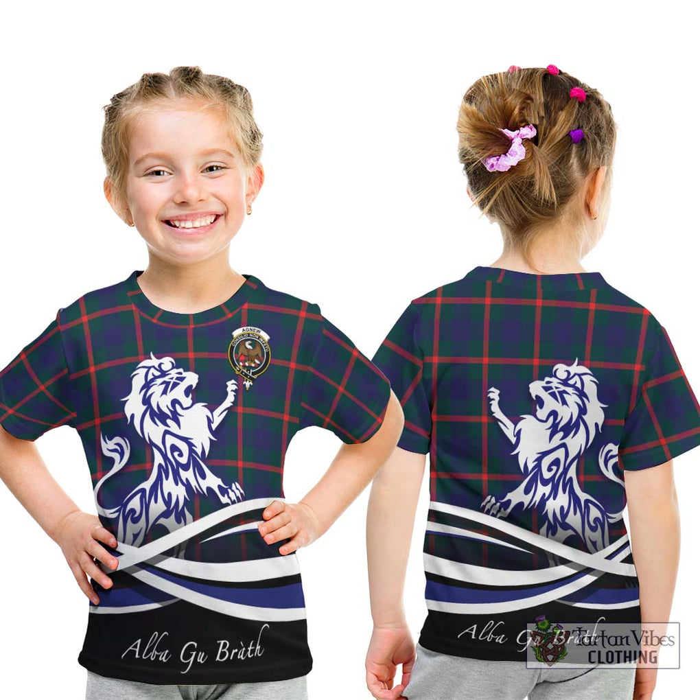 Agnew Tartan Kid T-Shirt with Alba Gu Brath Regal Lion Emblem - Tartanvibesclothing Shop