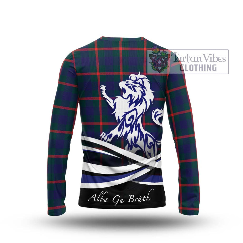 Agnew Tartan Long Sleeve T-Shirt with Alba Gu Brath Regal Lion Emblem - Tartanvibesclothing Shop