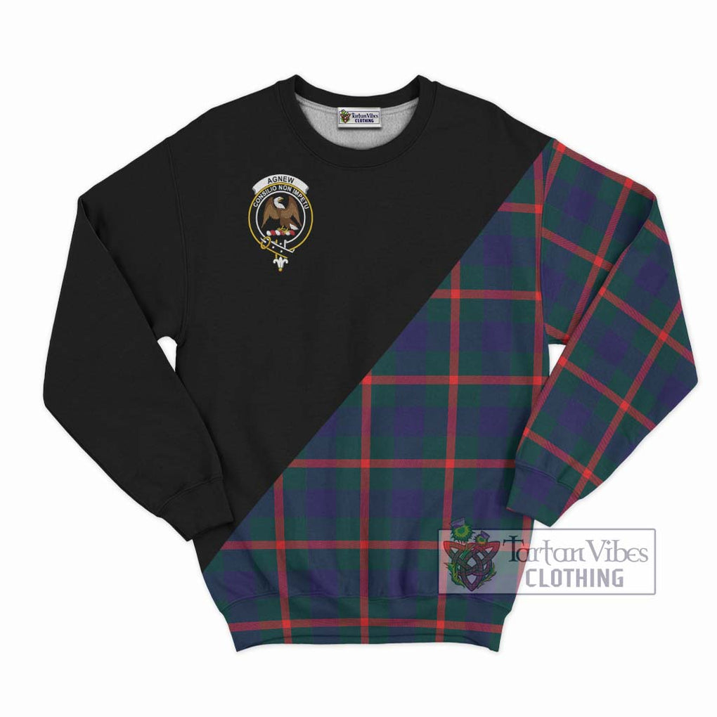 Agnew Tartan Sweatshirt with Family Crest and Military Logo Style - Tartanvibesclothing Shop