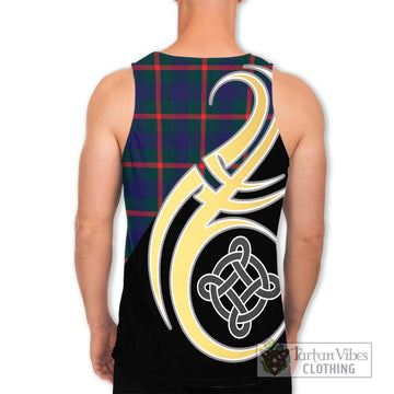 Agnew Tartan Men's Tank Top with Family Crest and Celtic Symbol Style