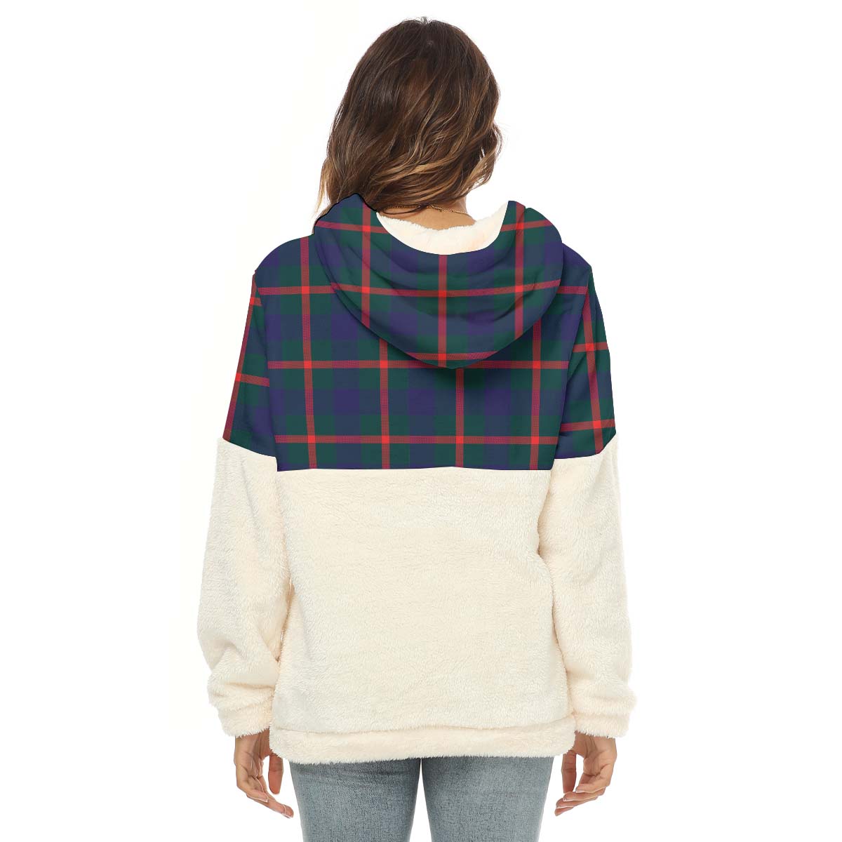 Agnew Tartan Women's Borg Fleece Hoodie With Half Zip - Tartan Vibes Clothing