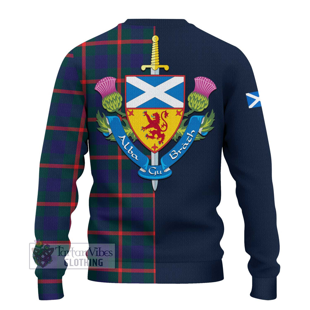 Tartan Vibes Clothing Agnew Modern Tartan Knitted Sweater with Scottish Lion Royal Arm Half Style