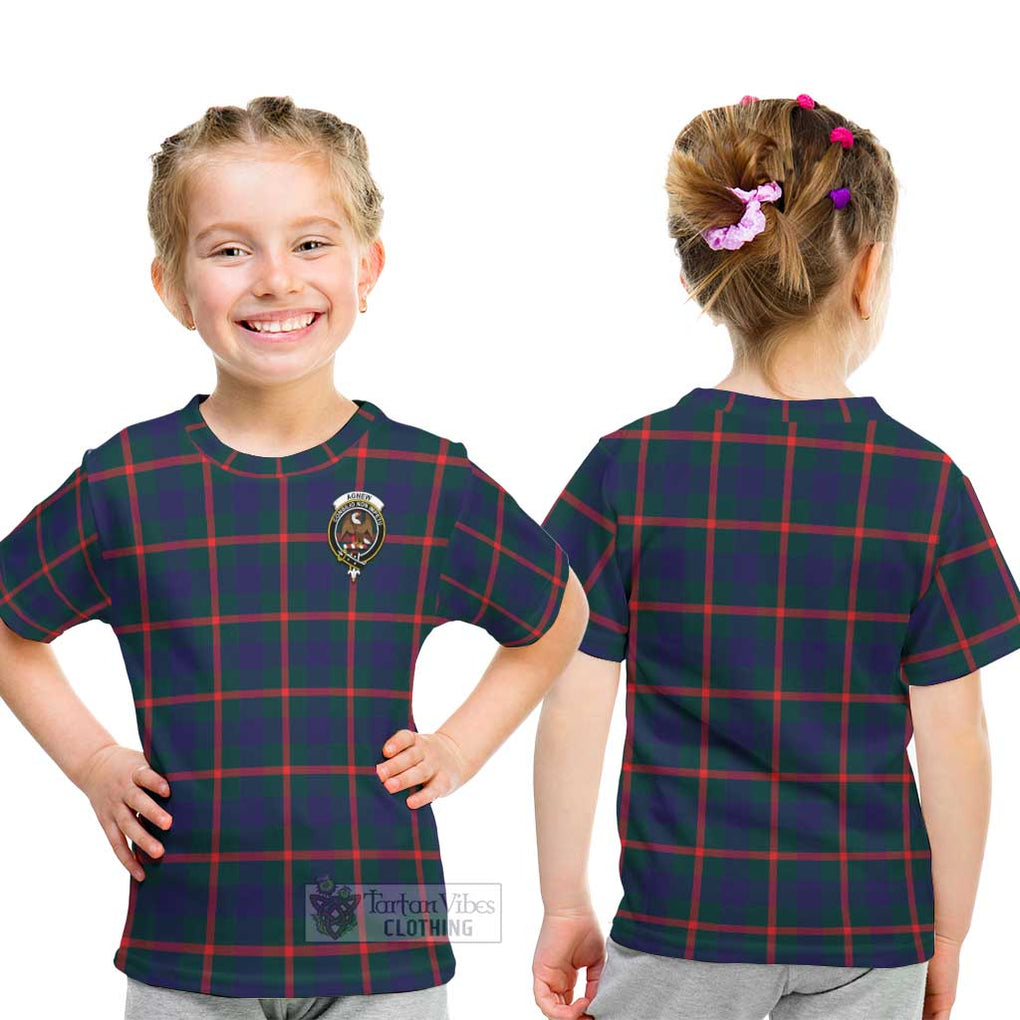 Agnew Tartan Kid T-Shirt with Family Crest - Tartanvibesclothing Shop