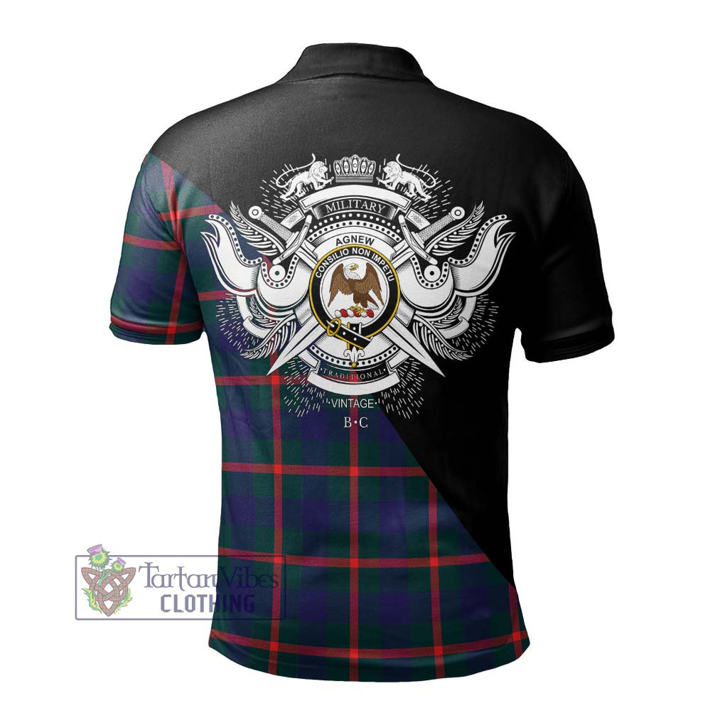 Agnew Tartan Polo Shirt with Family Crest and Military Logo Style - Tartanvibesclothing Shop