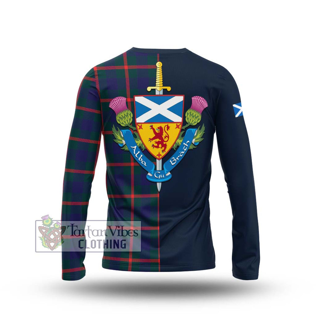 Tartan Vibes Clothing Agnew Modern Tartan Long Sleeve T-Shirt with Scottish Lion Royal Arm Half Style