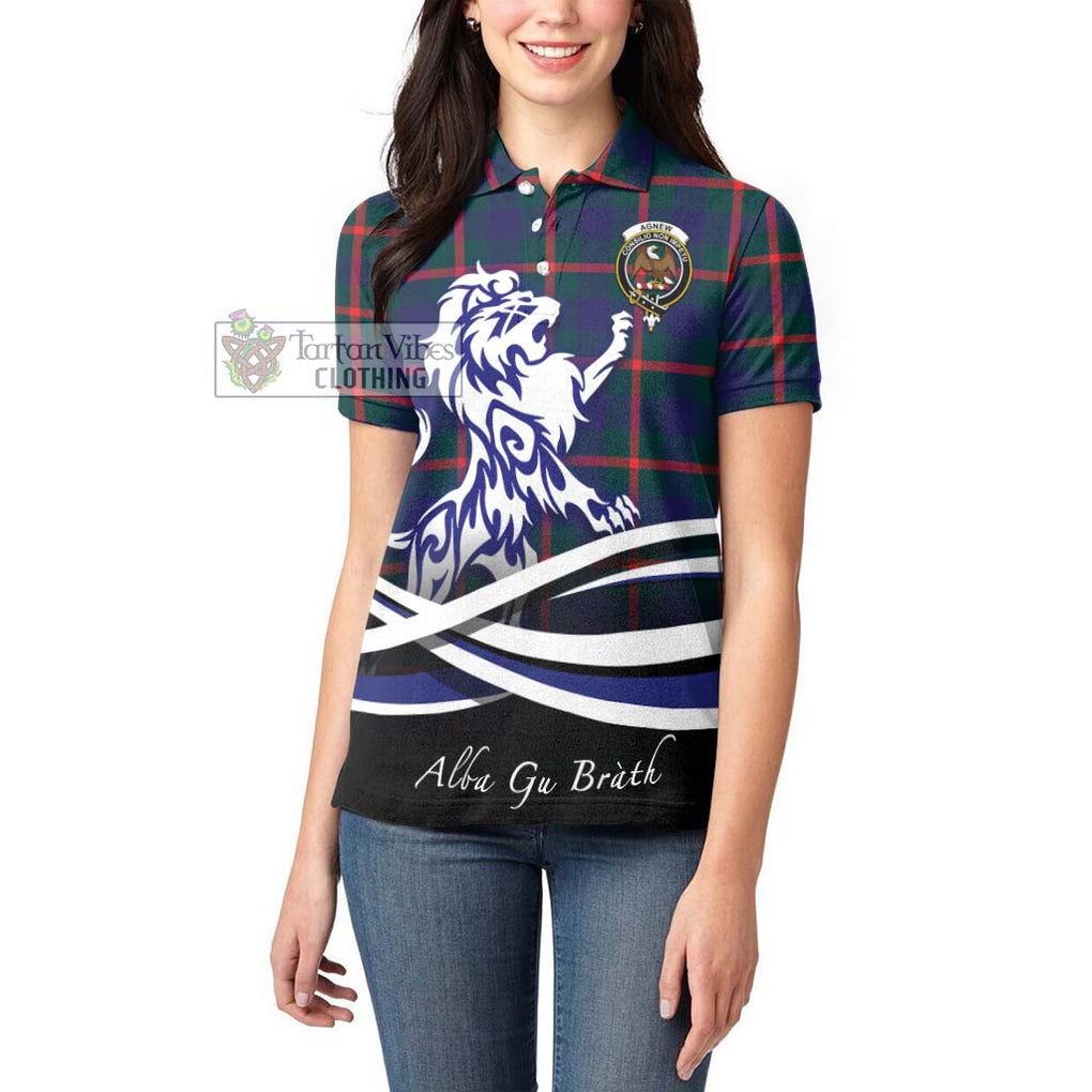 Agnew Tartan Women's Polo Shirt with Alba Gu Brath Regal Lion Emblem - Tartanvibesclothing Shop