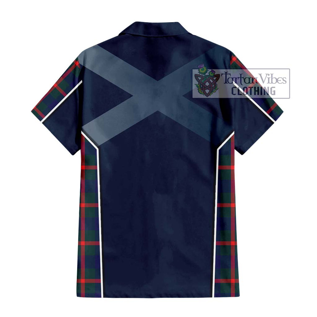 Agnew Tartan Short Sleeve Button Shirt with Family Crest and Lion Rampant Vibes Sport Style - Tartan Vibes Clothing