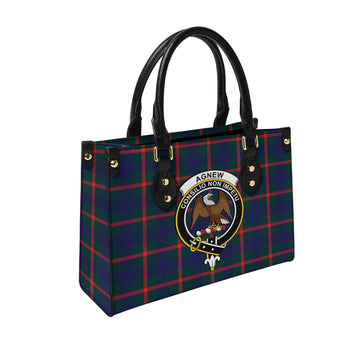 Agnew Modern Tartan Leather Bag with Family Crest