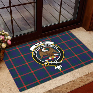 Agnew Tartan Door Mat with Family Crest