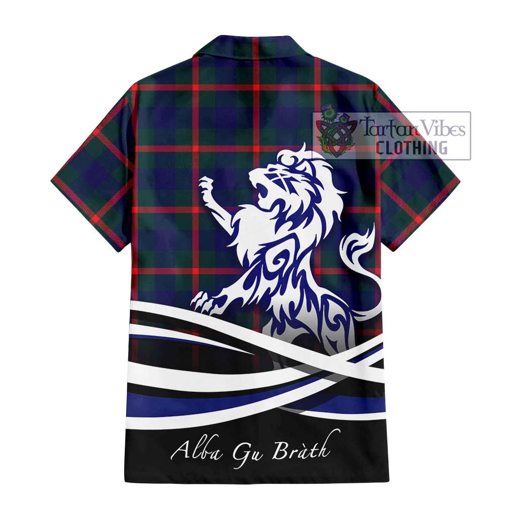 Agnew Tartan Short Sleeve Button Shirt with Alba Gu Brath Regal Lion Emblem - Tartanvibesclothing Shop