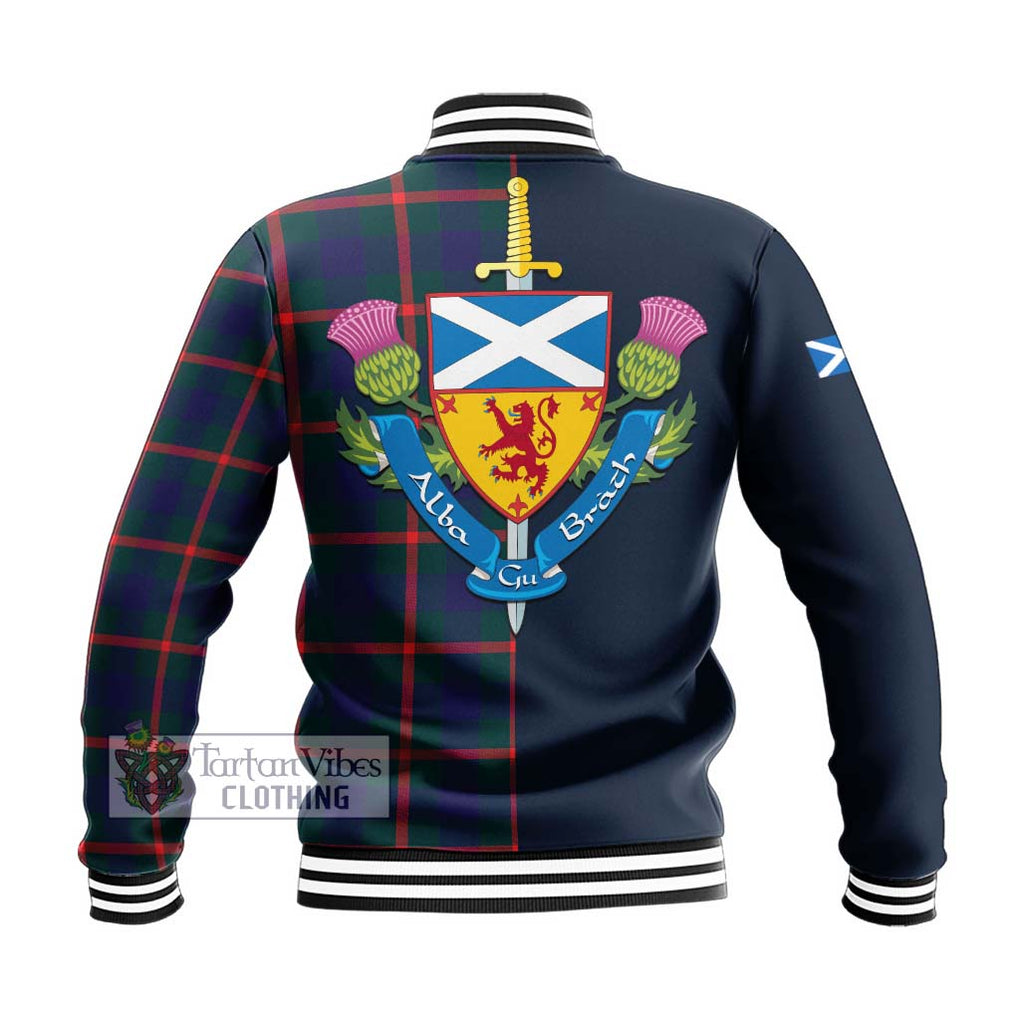 Agnew Tartan Baseball Jacket Alba with Scottish Lion Royal Arm Half Style - Tartan Vibes Clothing