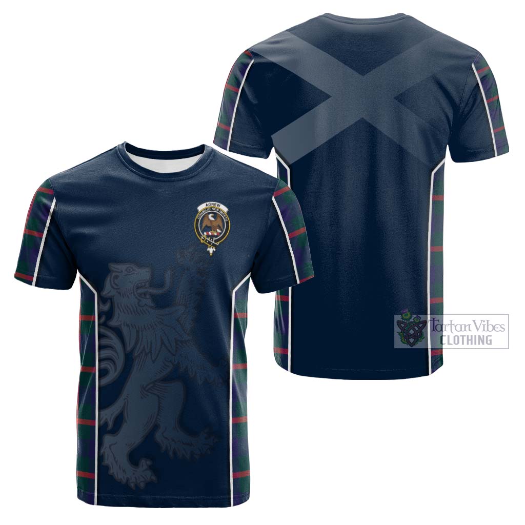 Tartan Vibes Clothing Agnew Modern Tartan Cotton T-shirt with Family Crest and Lion Rampant Vibes Sport Style