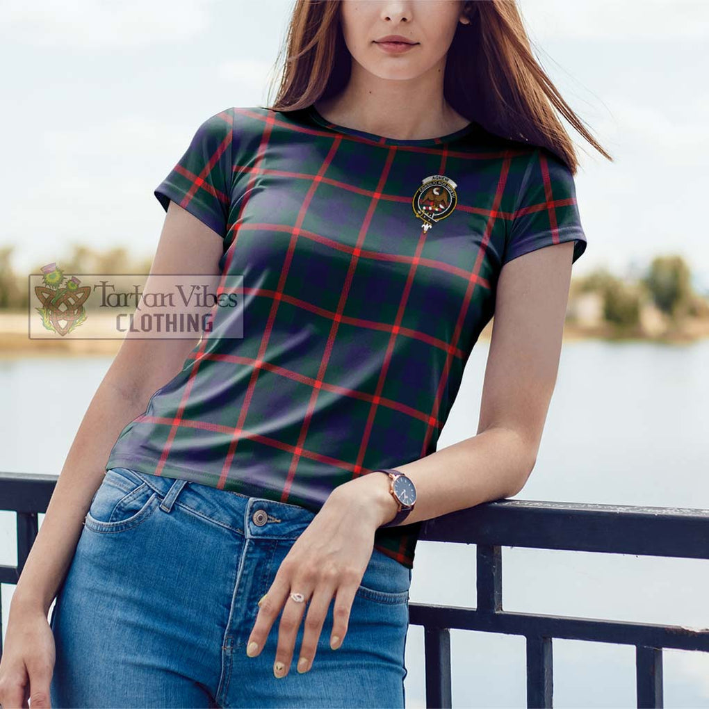 Agnew Tartan Cotton T-Shirt with Family Crest Women's Shirt - Tartanvibesclothing Shop