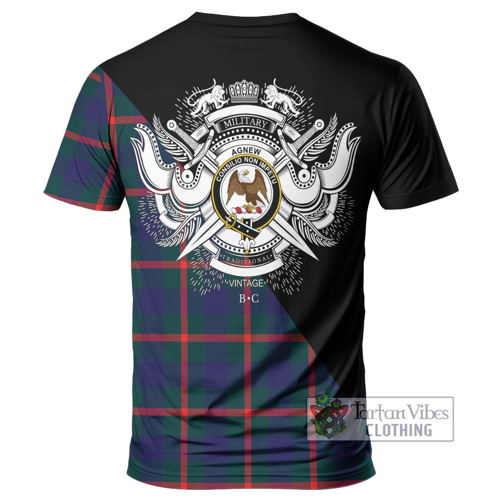 Agnew Tartan T-Shirt with Family Crest and Military Logo Style - Tartanvibesclothing Shop