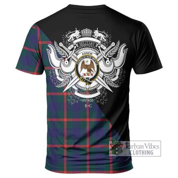 Agnew Tartan T-Shirt with Family Crest and Military Logo Style