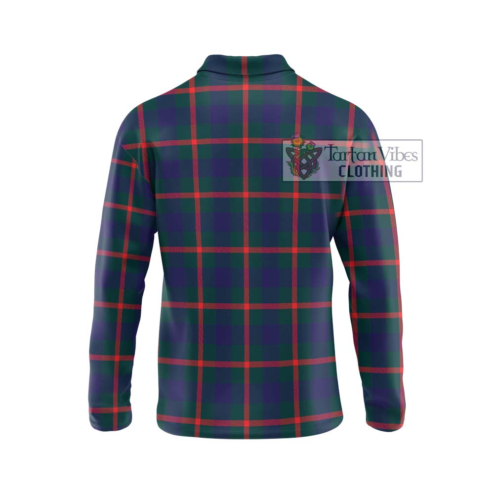 Agnew Tartan Long Sleeve Polo Shirt with Family Crest DNA In Me Style - Tartanvibesclothing Shop