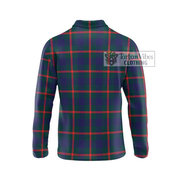 Agnew Tartan Long Sleeve Polo Shirt with Family Crest DNA In Me Style