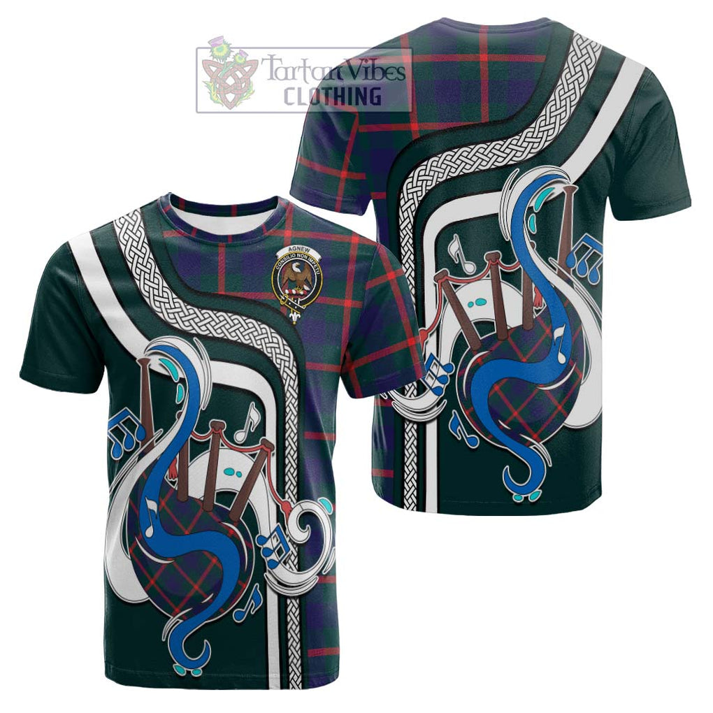 Tartan Vibes Clothing Agnew Modern Tartan Cotton T-shirt with Epic Bagpipe Style