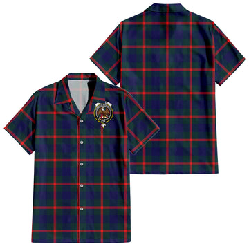 Agnew Tartan Short Sleeve Button Down Shirt with Family Crest