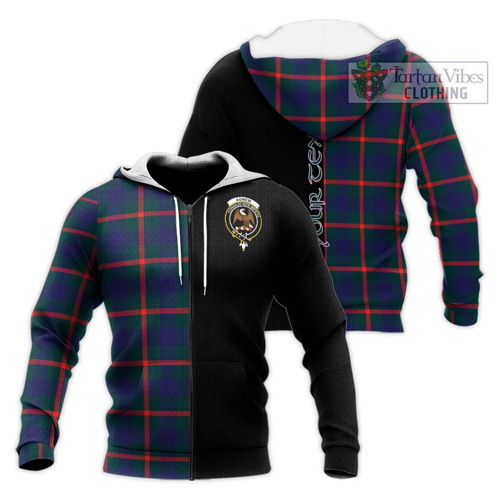 Agnew Tartan Knitted Hoodie with Family Crest and Half Of Me Style Unisex Knitted Zip Hoodie - Tartanvibesclothing Shop