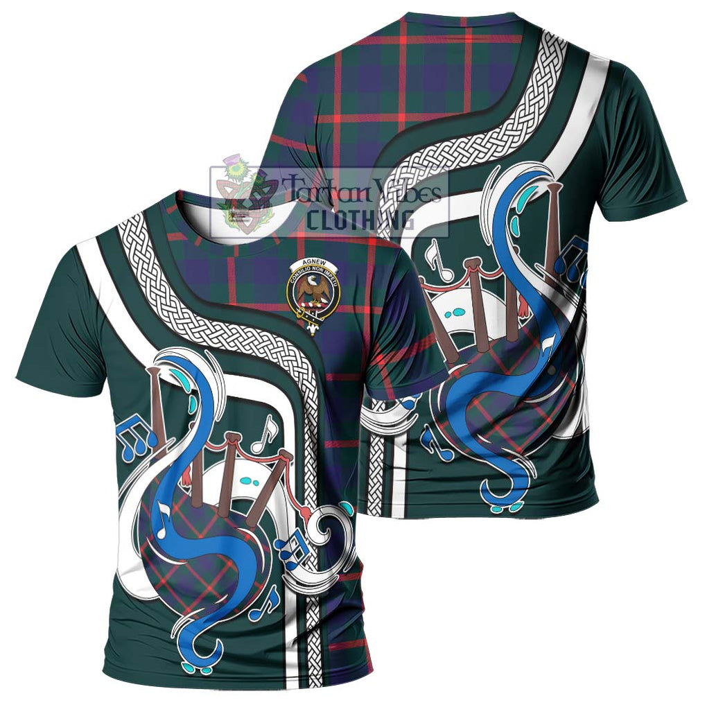 Agnew Tartan T-Shirt with Epic Bagpipe Style - Tartanvibesclothing Shop