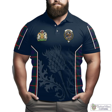 Agnew Tartan Men's Polo Shirt with Family Crest and Scottish Thistle Vibes Sport Style