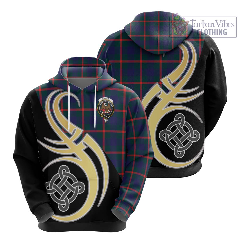 Agnew Tartan Hoodie with Family Crest and Celtic Symbol Style - Tartan Vibes Clothing