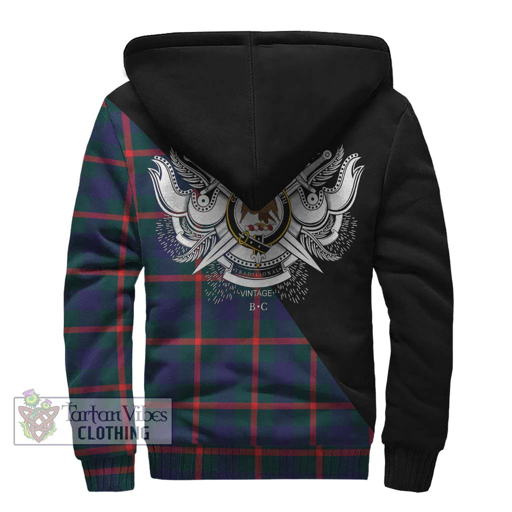 Agnew Tartan Sherpa Hoodie with Family Crest and Military Logo Style - Tartanvibesclothing Shop