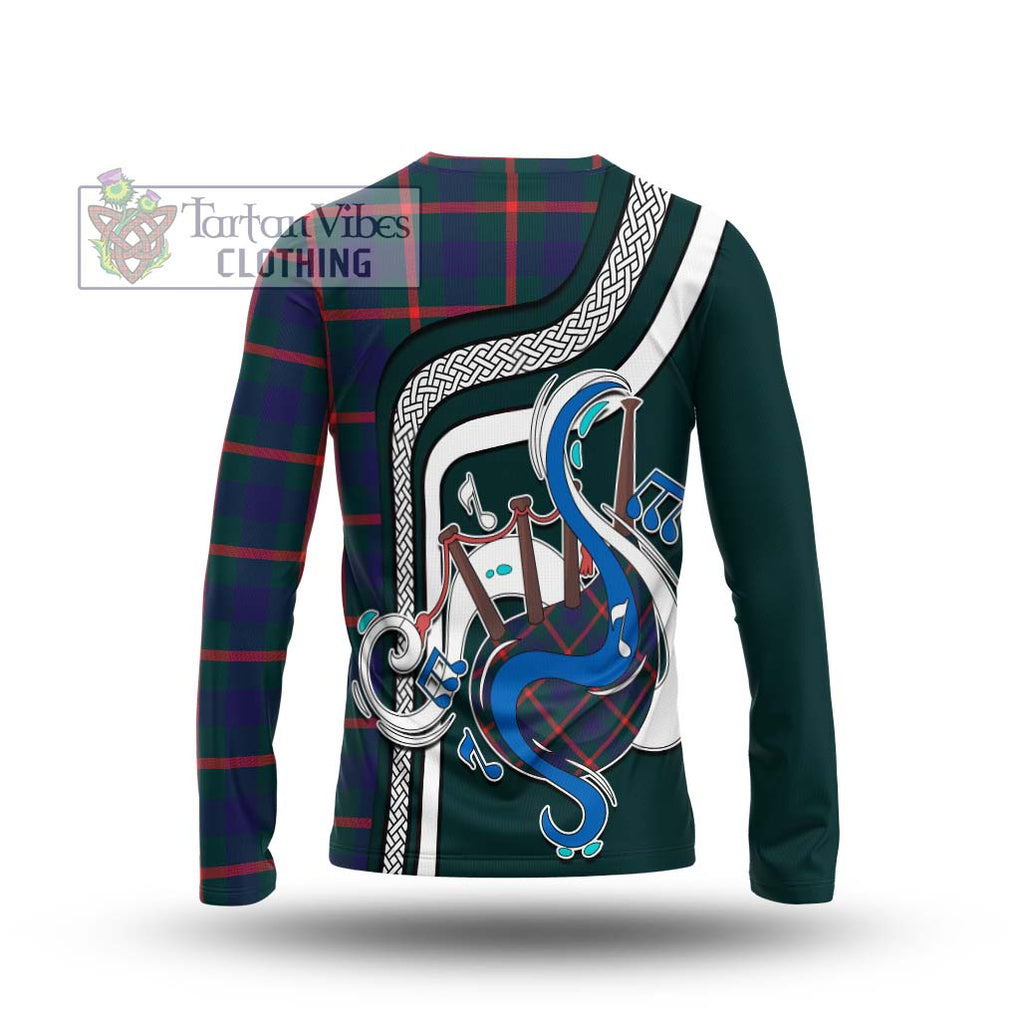 Tartan Vibes Clothing Agnew Modern Tartan Long Sleeve T-Shirt with Epic Bagpipe Style