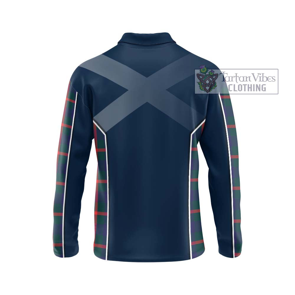 Agnew Tartan Long Sleeve Polo Shirt with Family Crest and Lion Rampant Vibes Sport Style - Tartan Vibes Clothing