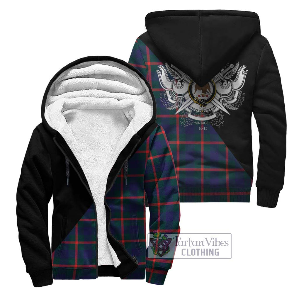 Agnew Tartan Sherpa Hoodie with Family Crest and Military Logo Style Unisex - Tartanvibesclothing Shop