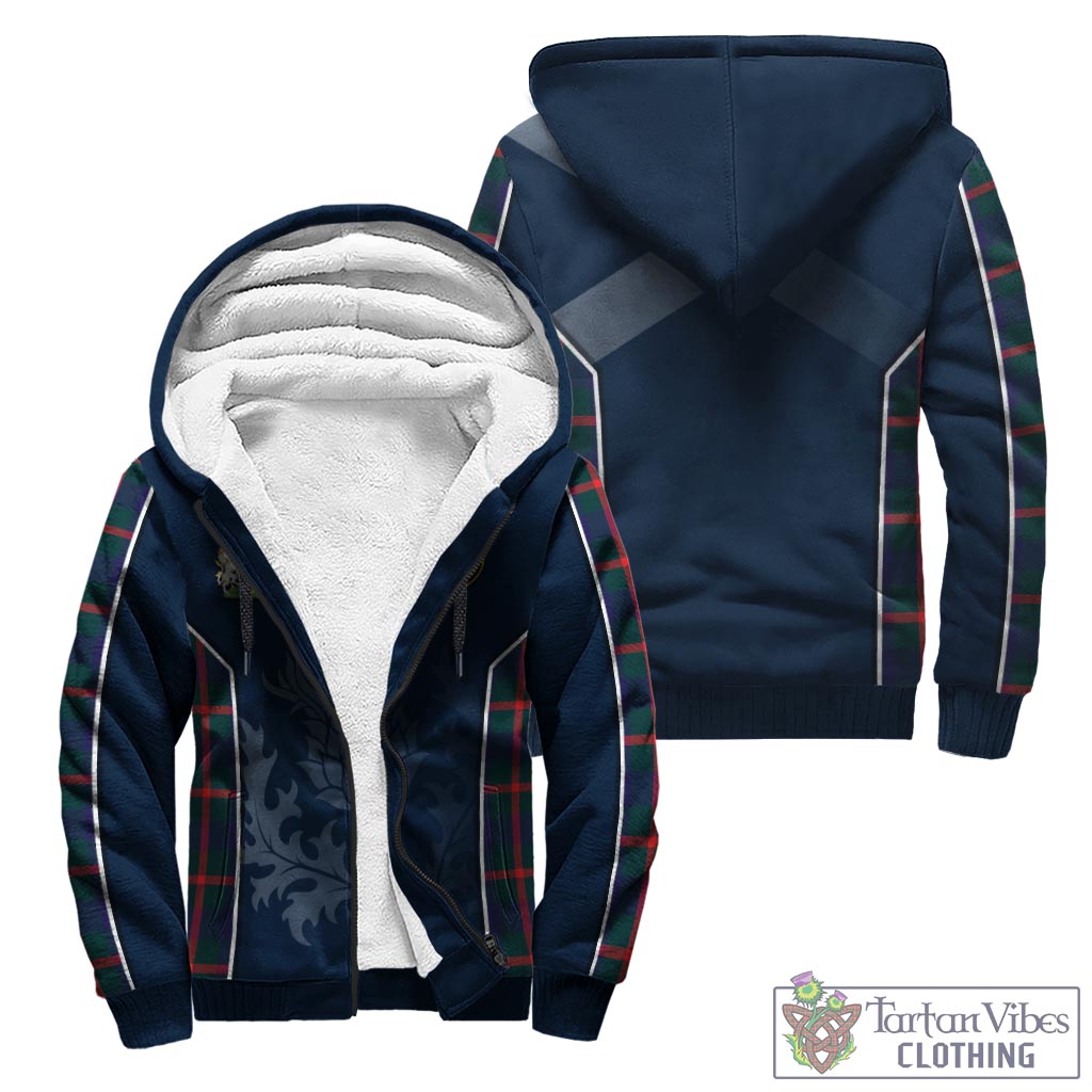 Tartan Vibes Clothing Agnew Modern Tartan Sherpa Hoodie with Family Crest and Scottish Thistle Vibes Sport Style