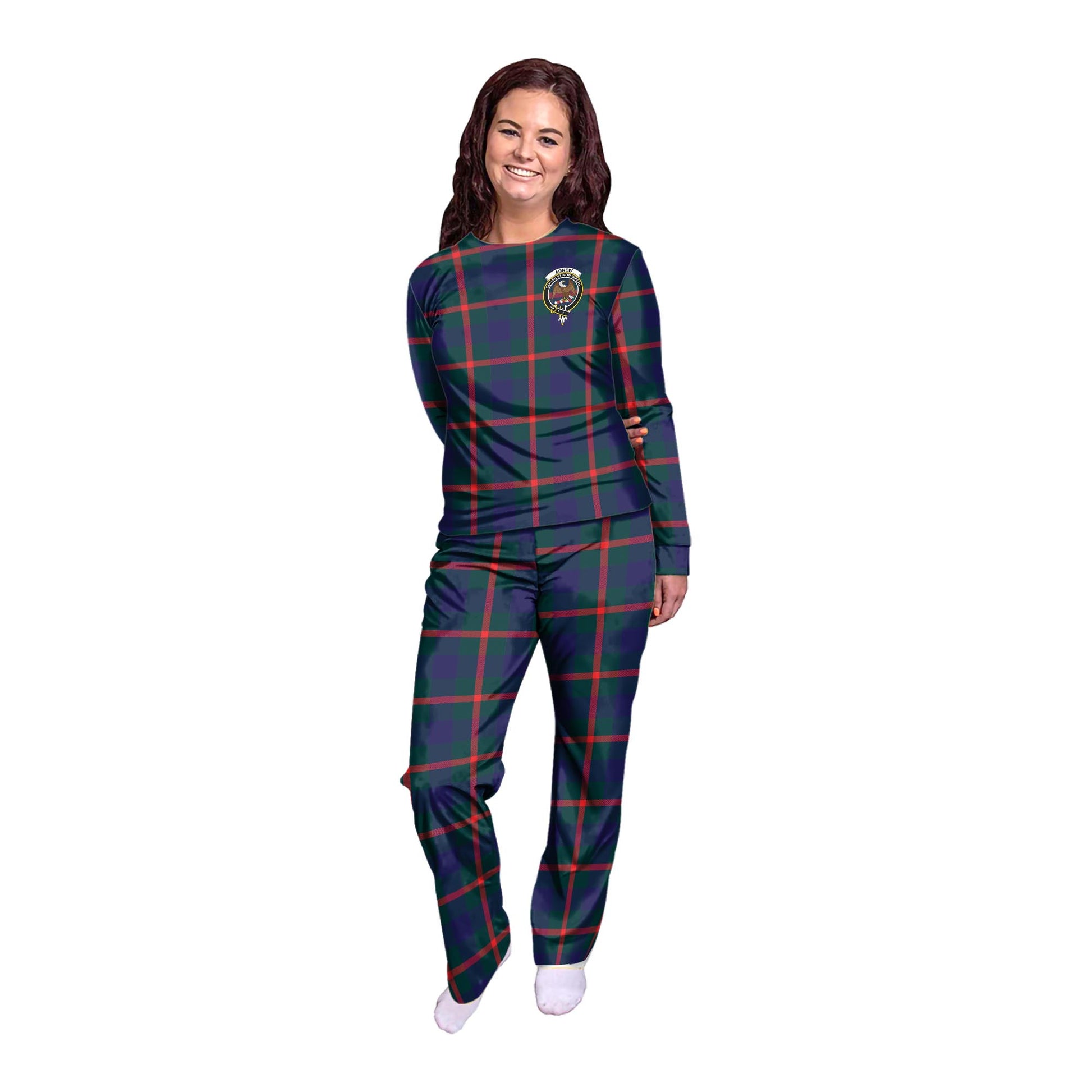 Agnew Tartan Pajamas Family Set with Family Crest - Tartan Vibes Clothing