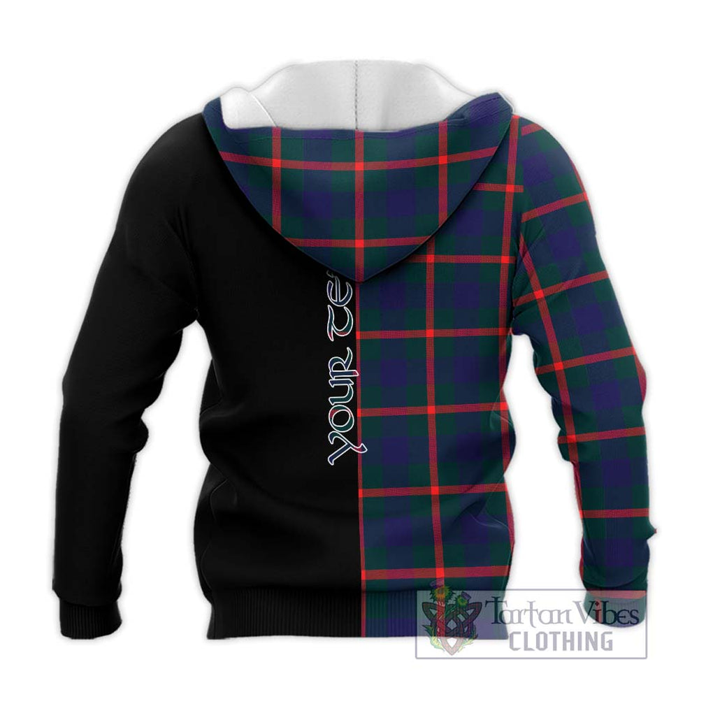 Agnew Tartan Knitted Hoodie with Family Crest and Half Of Me Style - Tartanvibesclothing Shop