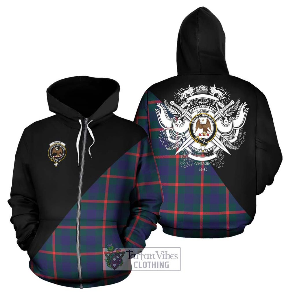 Agnew Tartan Hoodie with Family Crest and Military Logo Style - Tartanvibesclothing Shop