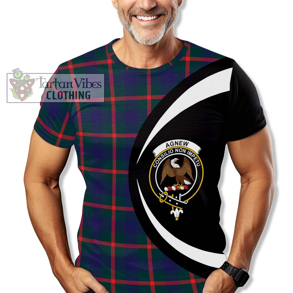 Tartan Vibes Clothing Agnew Modern Tartan T-Shirt with Family Crest Circle Style
