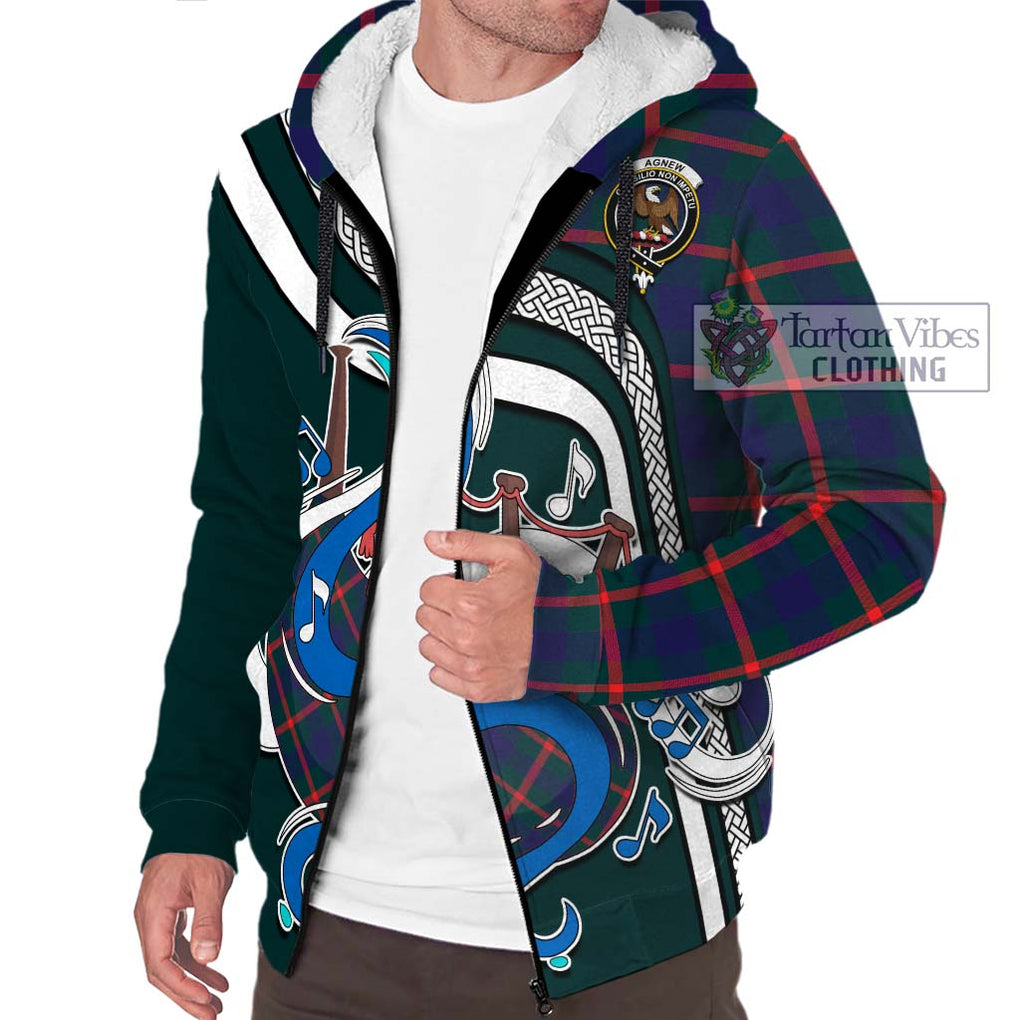 Agnew Tartan Sherpa Hoodie with Epic Bagpipe Style Unisex - Tartanvibesclothing Shop