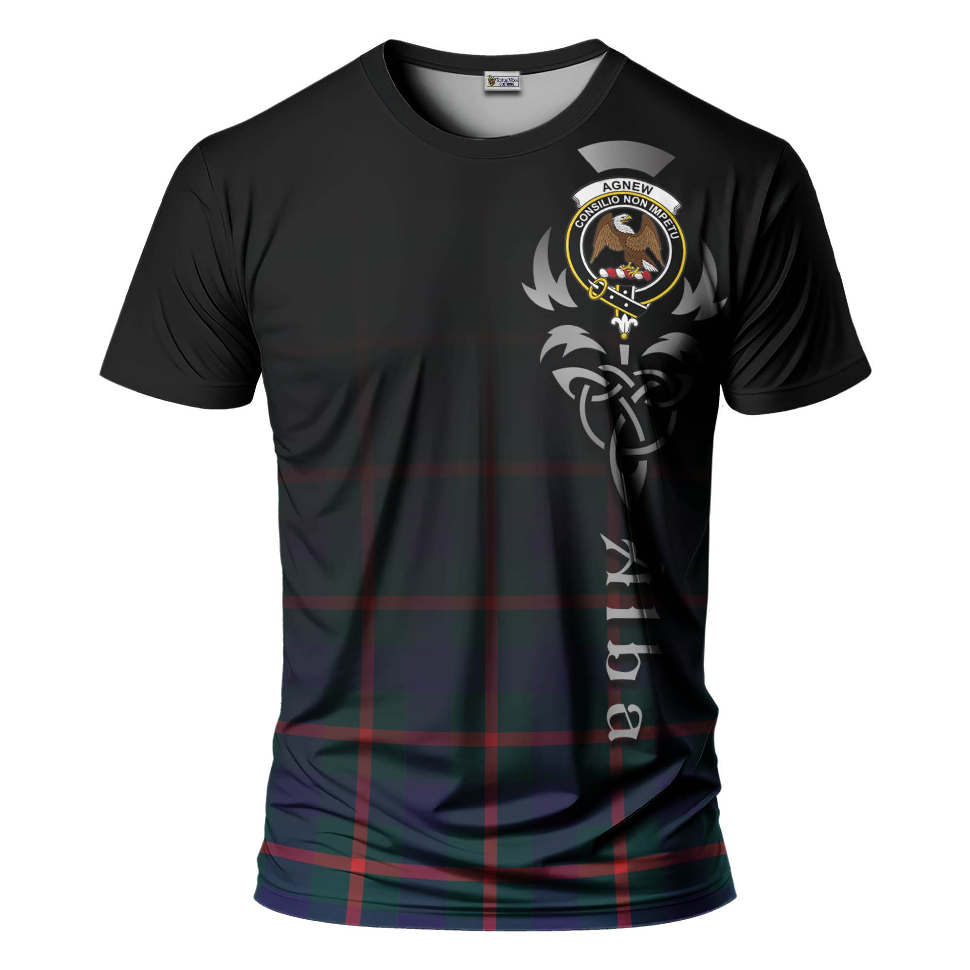 Tartan Vibes Clothing Agnew Modern Tartan T-Shirt Featuring Alba Gu Brath Family Crest Celtic Inspired