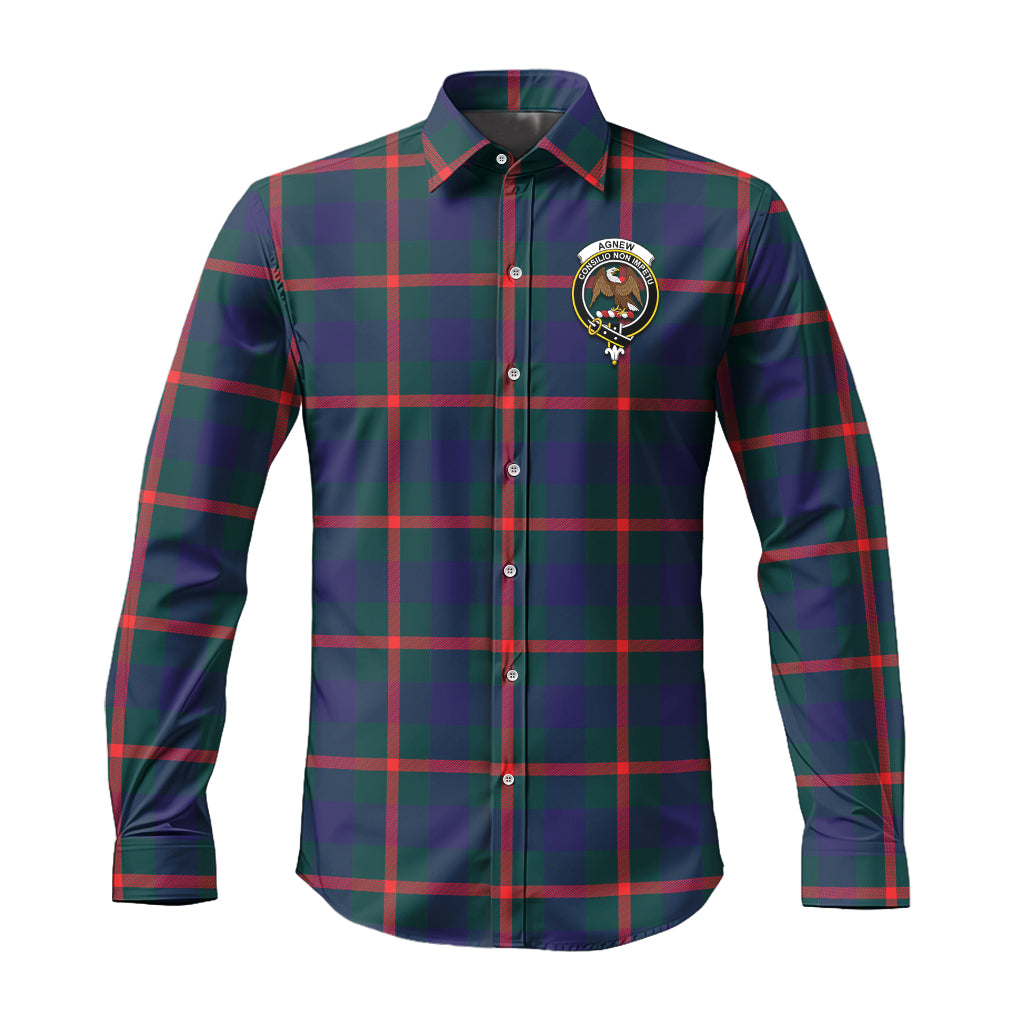 Agnew Modern Tartan Long Sleeve Button Up Shirt with Family Crest - Tartanvibesclothing
