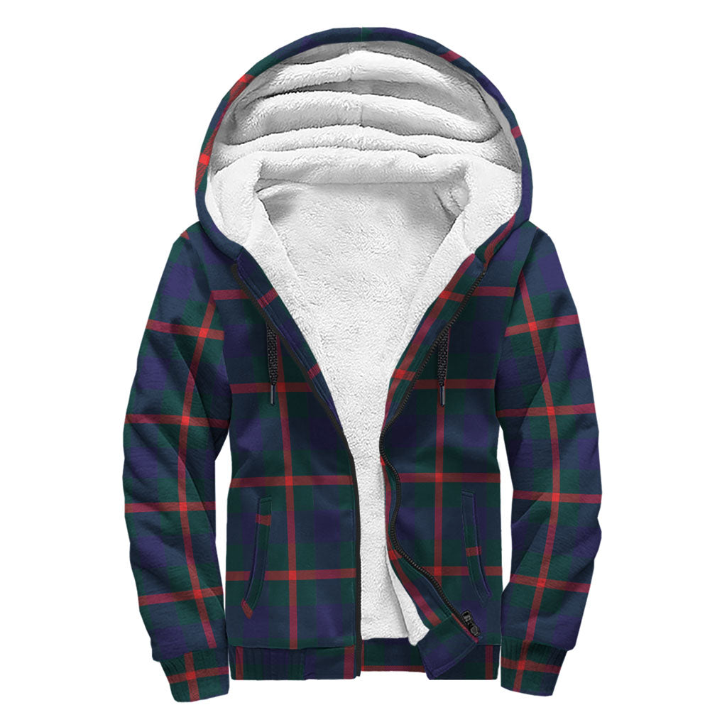 Agnew Modern Tartan Sherpa Hoodie with Family Crest - Tartanvibesclothing