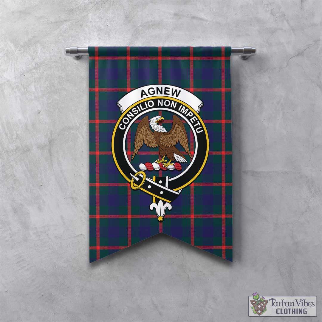 Tartan Vibes Clothing Agnew Modern Tartan Gonfalon, Tartan Banner with Family Crest