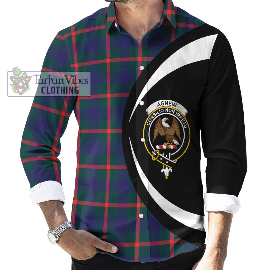 Tartan Vibes Clothing Agnew Modern Tartan Long Sleeve Button Up with Family Crest Circle Style